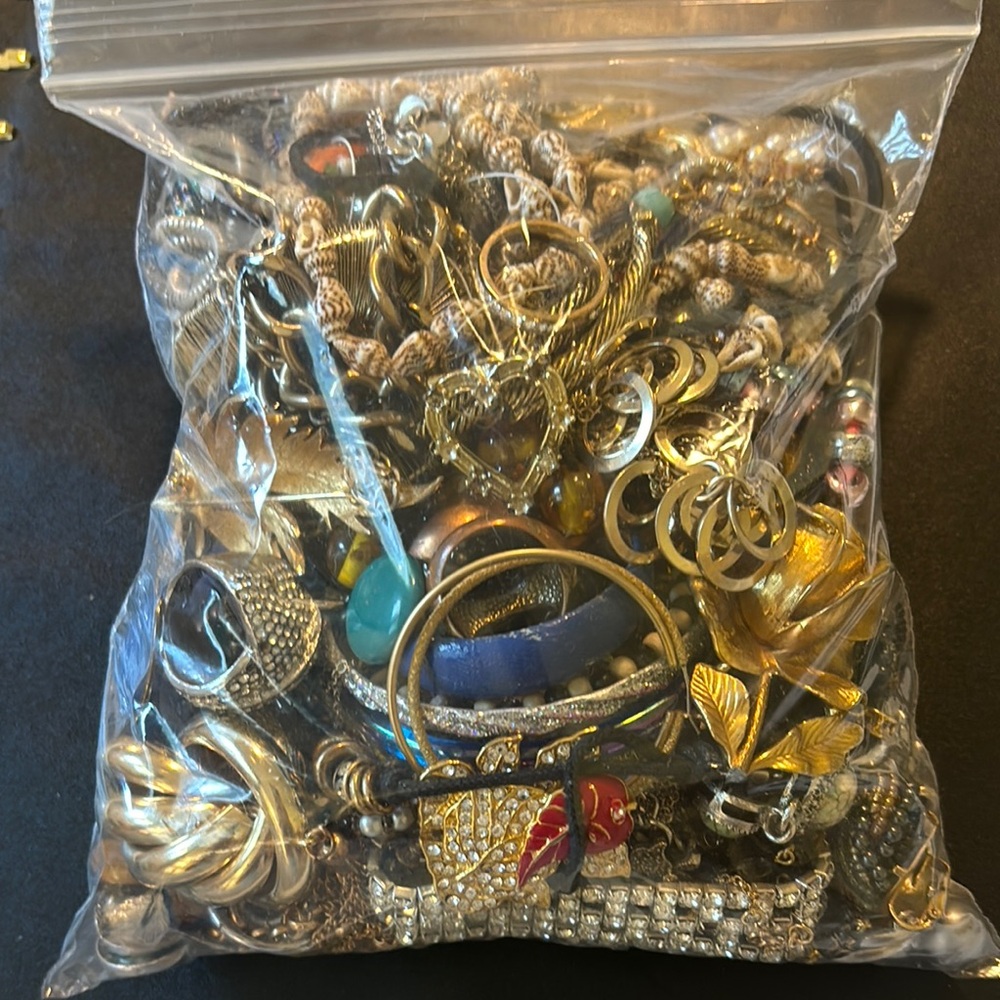 Jewelry crafting bag , broken , damaged, missing stones lot